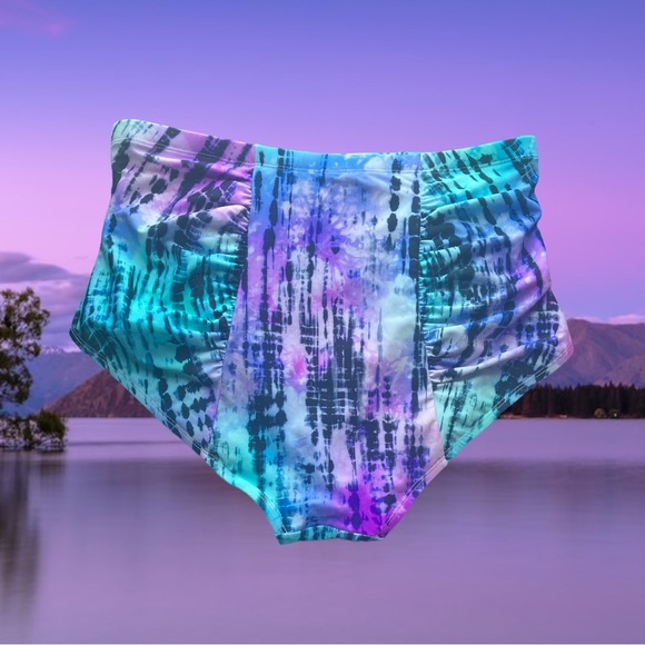 🆕Torrid Blue & Purple Tie-Dye High Waist Ruched Swim Bottom 1X NWT - Picture 12 of 12